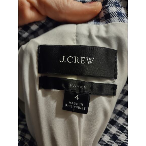 J Crew Parke Gingham Stretch Linen Blend Blazer Classic Blue Size 4 - Picture 7 of 16